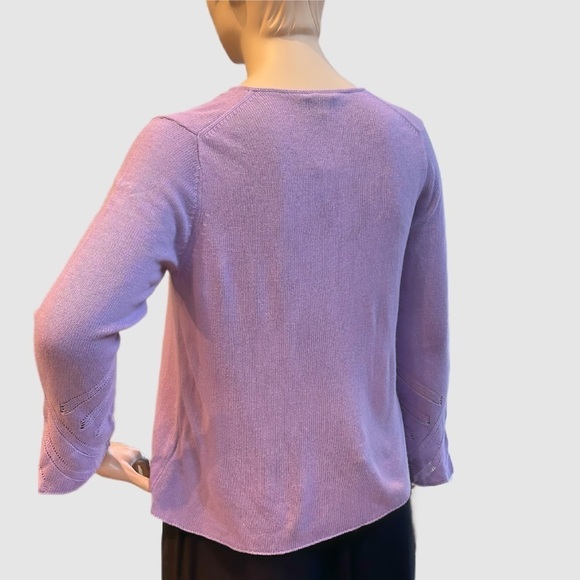 Emme Lightweight Allure Sweater Plus Size 2 Lilac V Neck Crocheted Details NWT - Picture 10 of 16